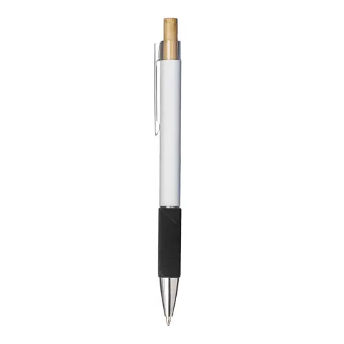 Penna a scatto in alluminio con impugnatura effetto vellutato e refill nero