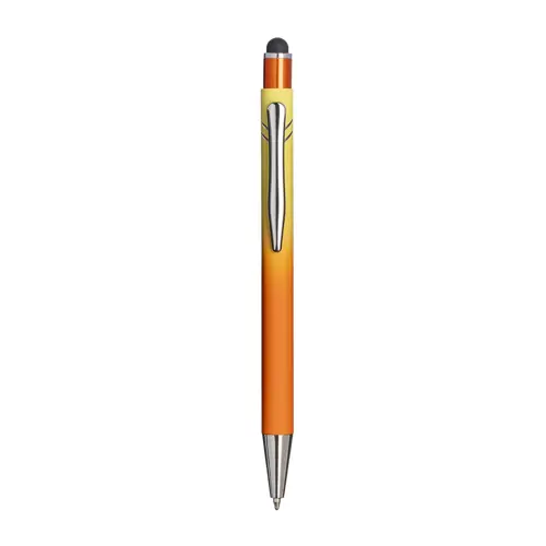 Penna a scatto in alluminio gommato con design sfumato e refill blu