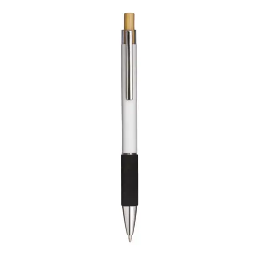 Penna a scatto in alluminio con impugnatura effetto vellutato e refill nero