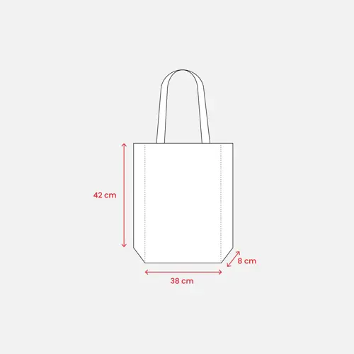 Shopper in cotone riciclato con manici lunghi e soffietto da 190gr 38x42cm