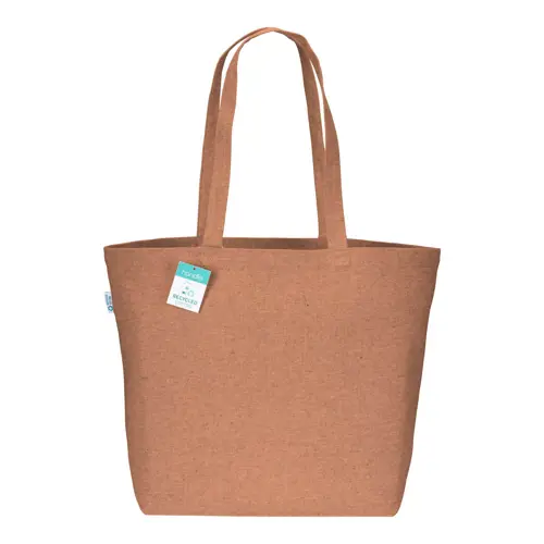 Shopper con soffietto in cotone riciclato 280 gr e manici lunghi 50x17x37cm