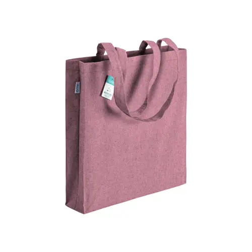 Shopper in cotone riciclato con manici lunghi e soffietto da 190gr 38x42cm