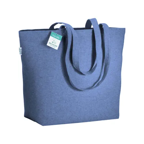 Shopper con soffietto in cotone riciclato 280 gr e manici lunghi 50x17x37cm