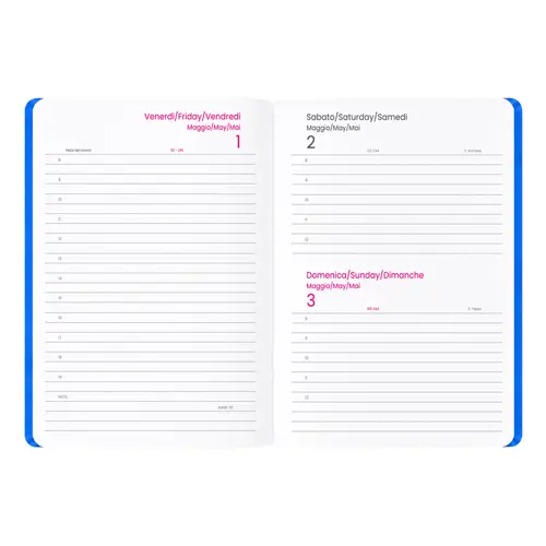 Agenda giornaliera 2027 A5 Copertina flessibile in soft PU e bordo pagine colorato
