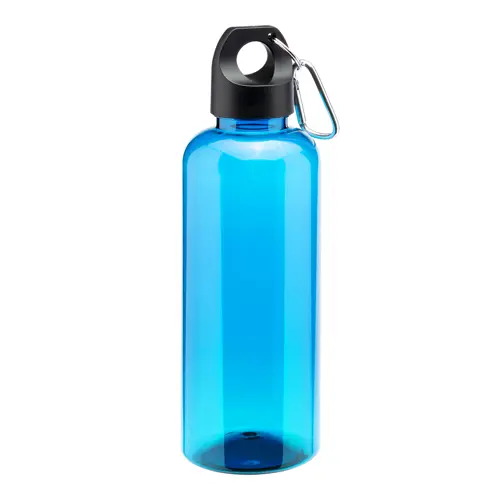 Bottiglia trasparente in RPET con moschettone da 580ml