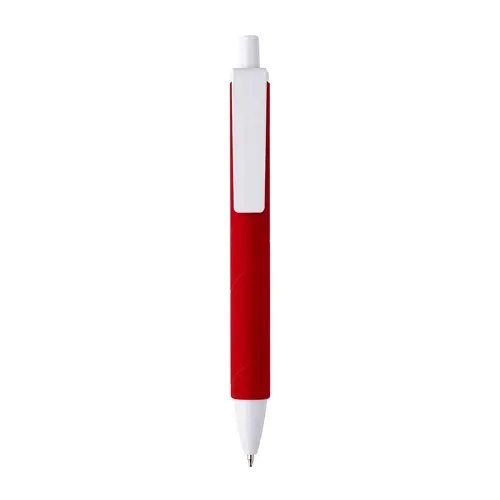 Penna a scatto in plastica con fusto effetto vellutato e refill nero