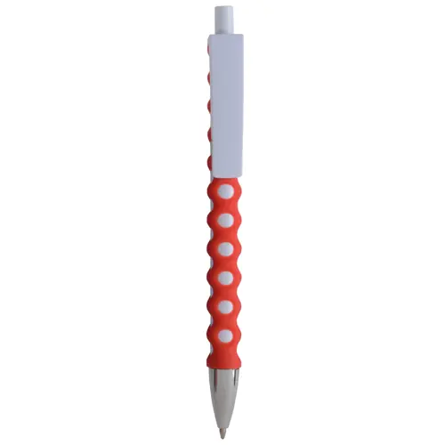 Penna a scatto in plastica con rivestimento a rete gommato e refill blu