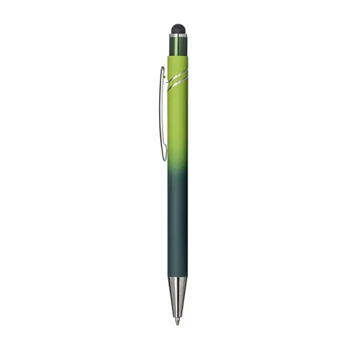 Penna a scatto in alluminio gommato con design sfumato e refill blu