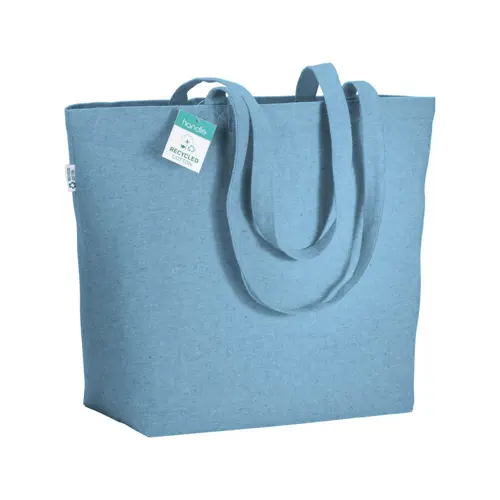 Shopper con soffietto in cotone riciclato 280 gr e manici lunghi 50x17x37cm