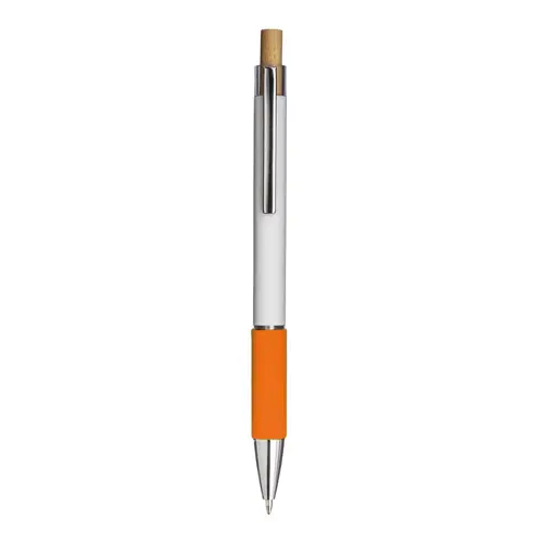 Penna a scatto in alluminio con impugnatura effetto vellutato e refill nero