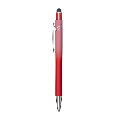 Penna a scatto in alluminio gommato con design sfumato e refill blu