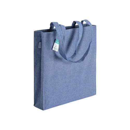 Shopper in cotone riciclato con manici lunghi e soffietto da 190gr 38x42cm