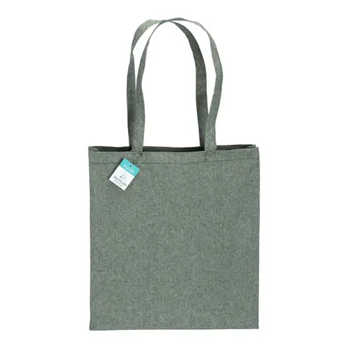 Shopper in cotone riciclato con manici lunghi e soffietto da 190gr 38x42cm