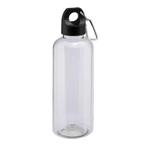 Bottiglia trasparente in RPET con moschettone da 580ml