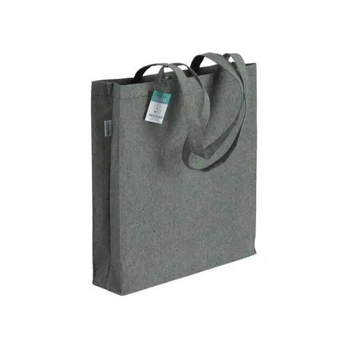 Shopper in cotone riciclato con manici lunghi e soffietto da 190gr 38x42cm