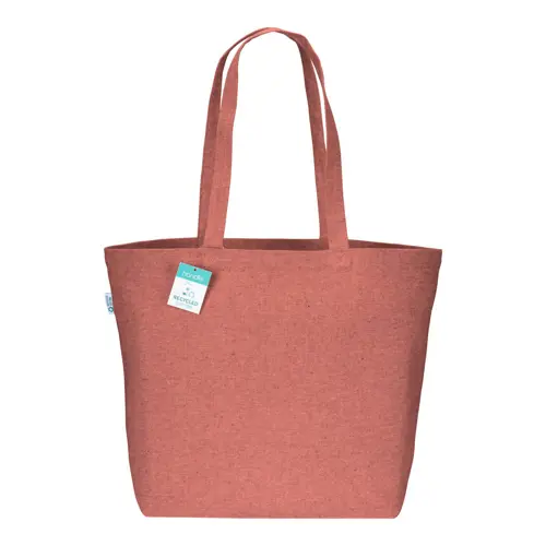 Shopper con soffietto in cotone riciclato 280 gr e manici lunghi 50x17x37cm