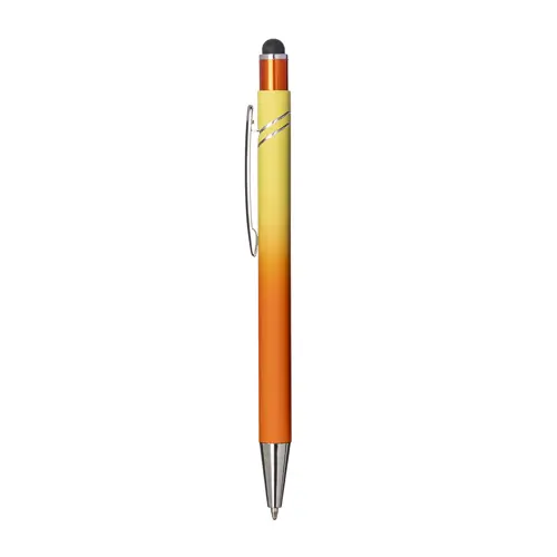 Penna a scatto in alluminio gommato con design sfumato e refill blu