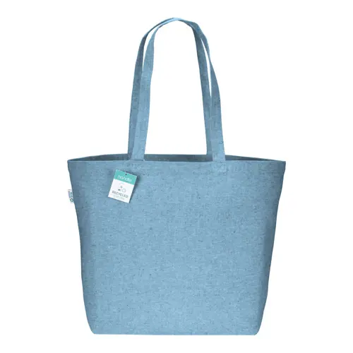 Shopper con soffietto in cotone riciclato 280 gr e manici lunghi 50x17x37cm