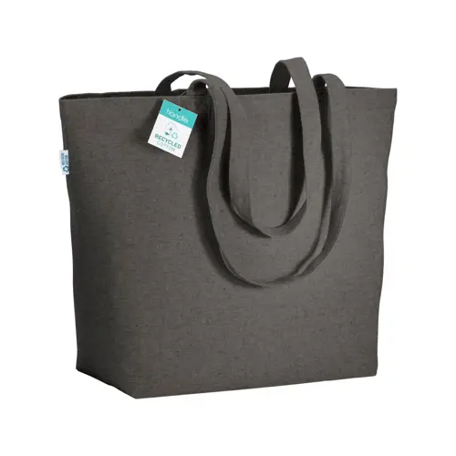 Shopper con soffietto in cotone riciclato 280 gr e manici lunghi 50x17x37cm
