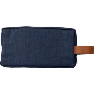 Beauty case da viaggio in tessuto Denim e dettagli in similpelle con chiusura a cerniera