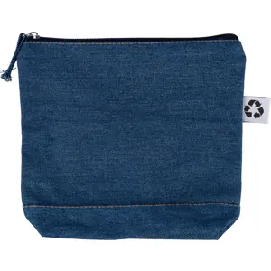 Pochette per cosmetici Denim riciclato con chiusura lampo 