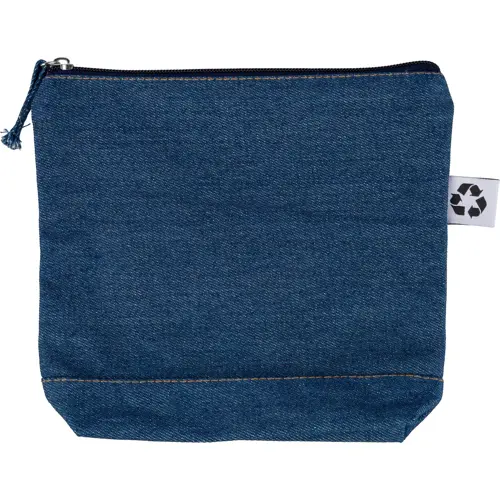 Pochette per cosmetici Denim riciclato con chiusura lampo 