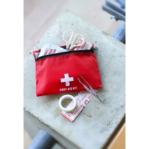 Kit primo soccorso da 10 pezzi con custodia rossa in nylon