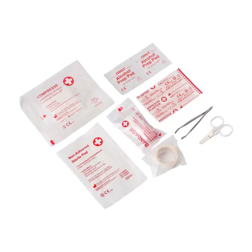 Kit primo soccorso da 10 pezzi con custodia rossa in nylon