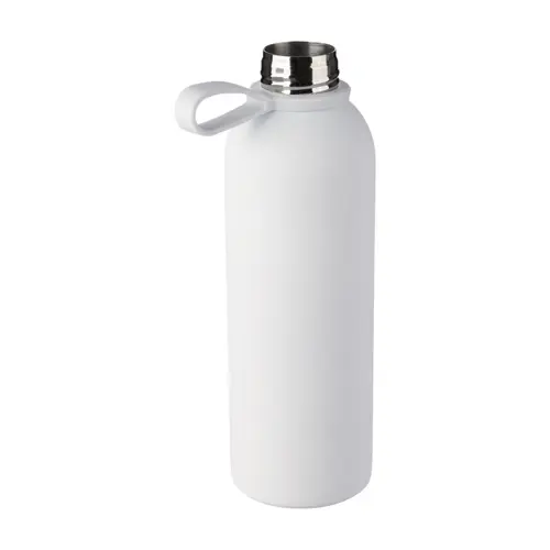 Borraccia in acciaio inox riciclato doppio strato finitura in gomma e manico in silicone da 500ml