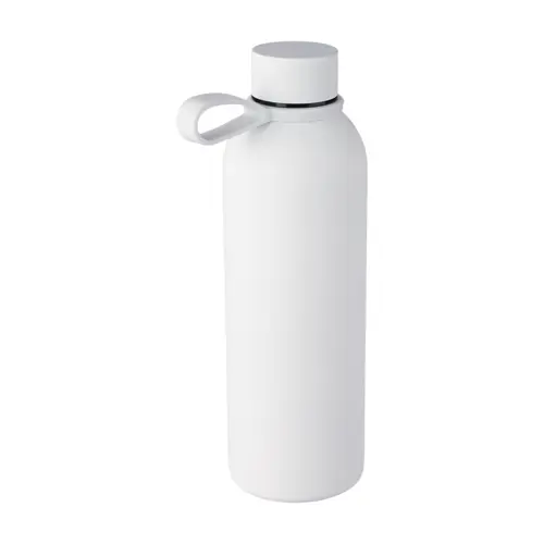 Borraccia in acciaio inox riciclato doppio strato finitura in gomma e manico in silicone da 500ml