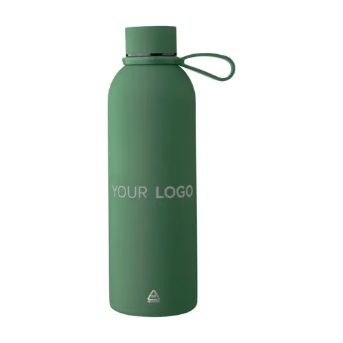 Borraccia in acciaio inox riciclato doppio strato finitura in gomma e manico in silicone da 500ml