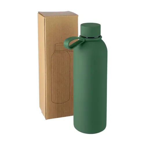 Borraccia in acciaio inox riciclato doppio strato finitura in gomma e manico in silicone da 500ml