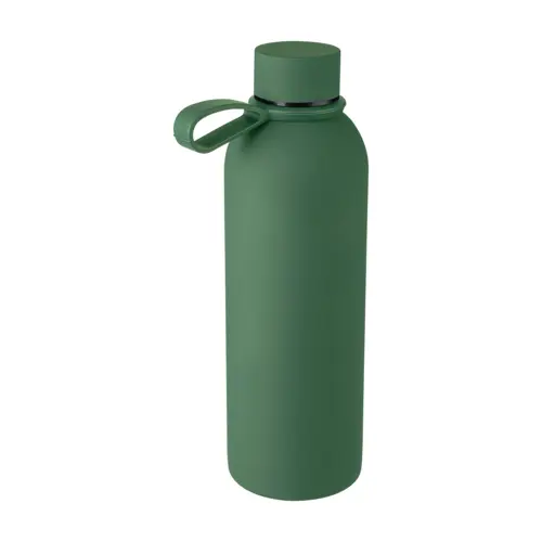 Borraccia in acciaio inox riciclato doppio strato finitura in gomma e manico in silicone da 500ml