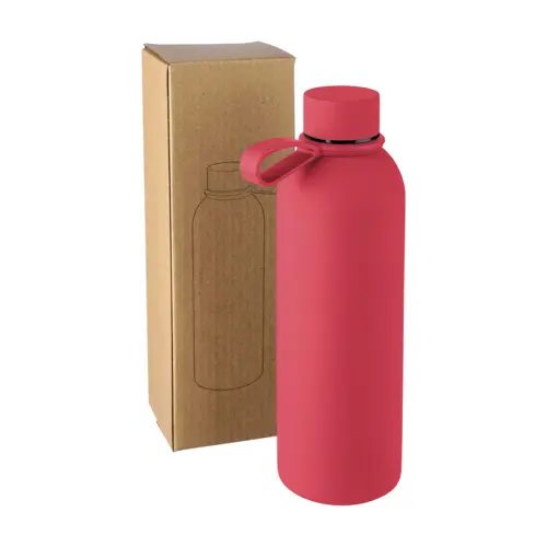 Borraccia in acciaio inox riciclato doppio strato finitura in gomma e manico in silicone da 500ml