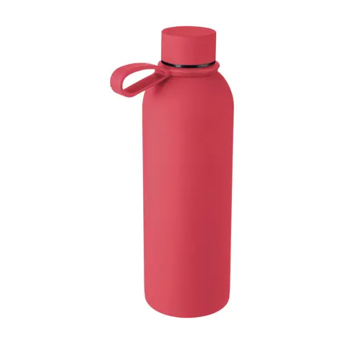 Borraccia in acciaio inox riciclato doppio strato finitura in gomma e manico in silicone da 500ml