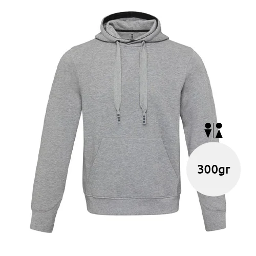 Felpa unisex in cotone e poliestere con cappuccio e tasca frontale 300gr