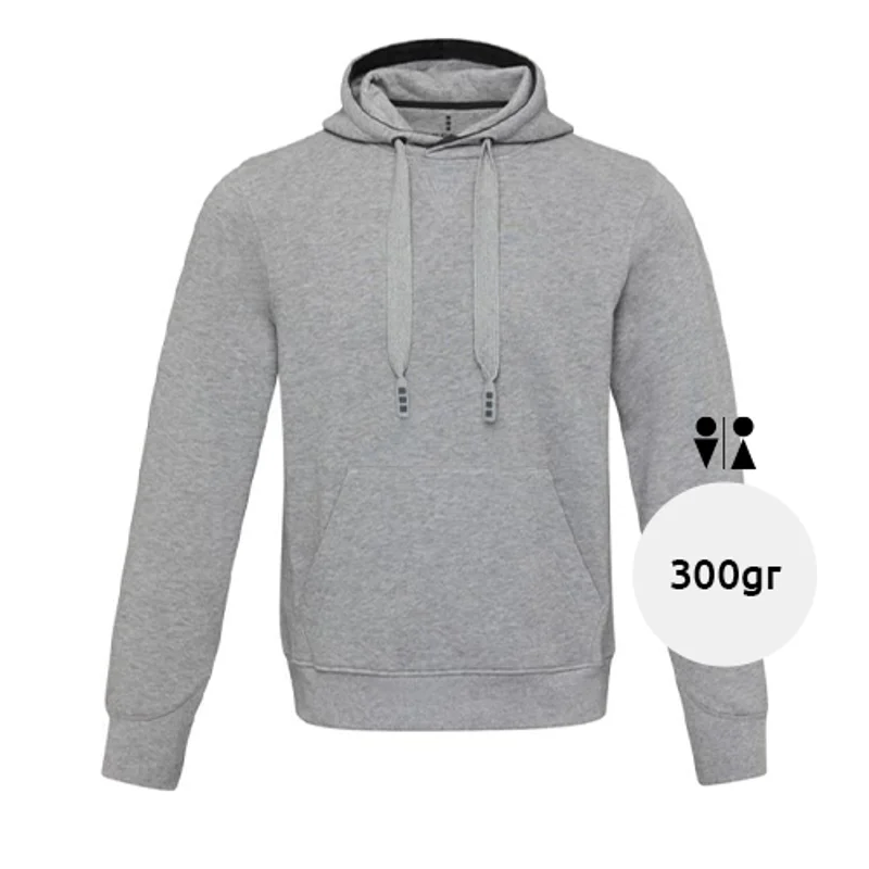 Felpa unisex in cotone e poliestere con cappuccio e tasca frontale 300gr