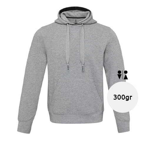 Felpa unisex in cotone e poliestere con cappuccio e tasca frontale 300gr