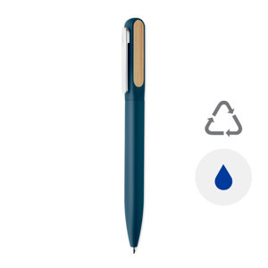 Penna a sfera a rotazione con fusto in alluminio riciclato e dettaglio in bambù refill blu