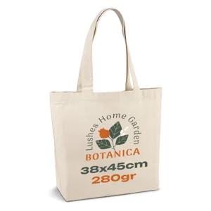 Shopper in Cotone a soffietto con tasca interna e manici lunghi 280gr 45x38cm