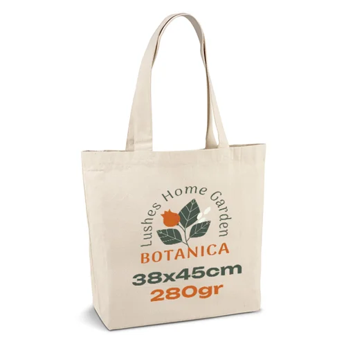 Shopper in Cotone a soffietto con tasca interna e manici lunghi 280gr 45x38cm