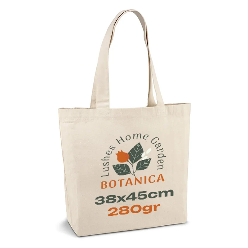 Shopper in Cotone a soffietto con tasca interna e manici lunghi 280gr 45x38cm