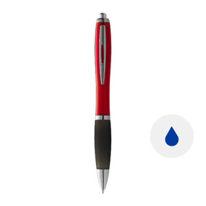 Penna a sfera con fusto colorato e impugnatura morbida con meccanismo a scatto e refill blu