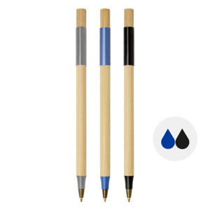 Set di 3 penne in bambù con confezione reglo in refill blu e refill nero