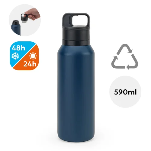 Borraccia termica in acciaio inossidabile riciclato con apertura e chiusura a pulsante da 590ml