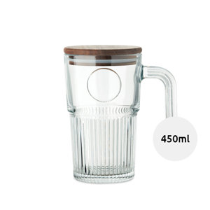 Tazza in vetro con coperchio in acacia da 450ml