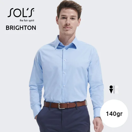 Camicia SOL'S BRIGHTON da uomo a maniche lunghe in cotone elasticizzato da 140gr