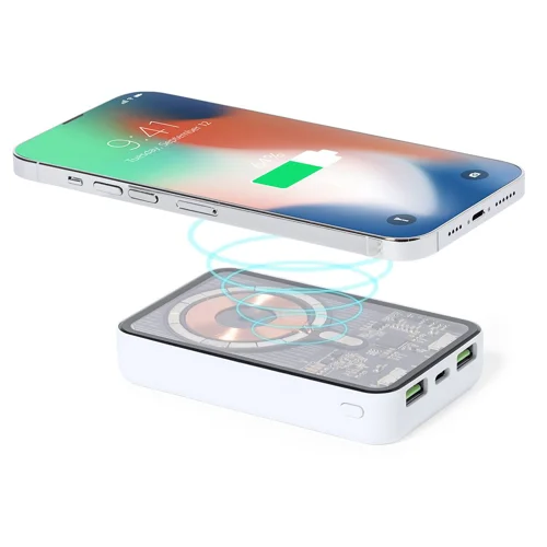 Power Bank con design trasparente e magnetico con ricarica rapida da 15W capacità da 5000mAh 