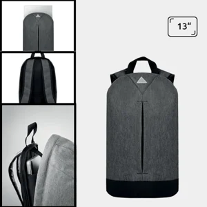 Zaino antifurto porta pc da 13" in poliestere 600D con tasca esterna e zip