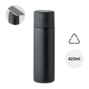 Borraccia in acciaio inox riciclato a doppio strato con anello in silicone antiscivolo porta telefono da 420ml